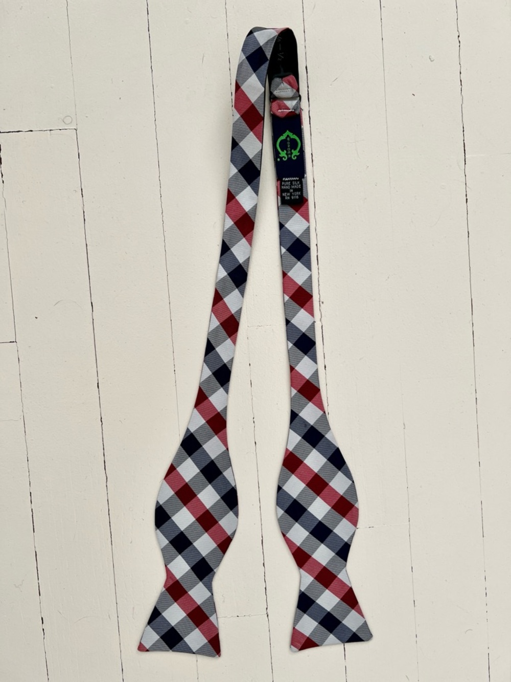 C. Wonder Red, Navy & White Plaid Self-Tie Bow Tie